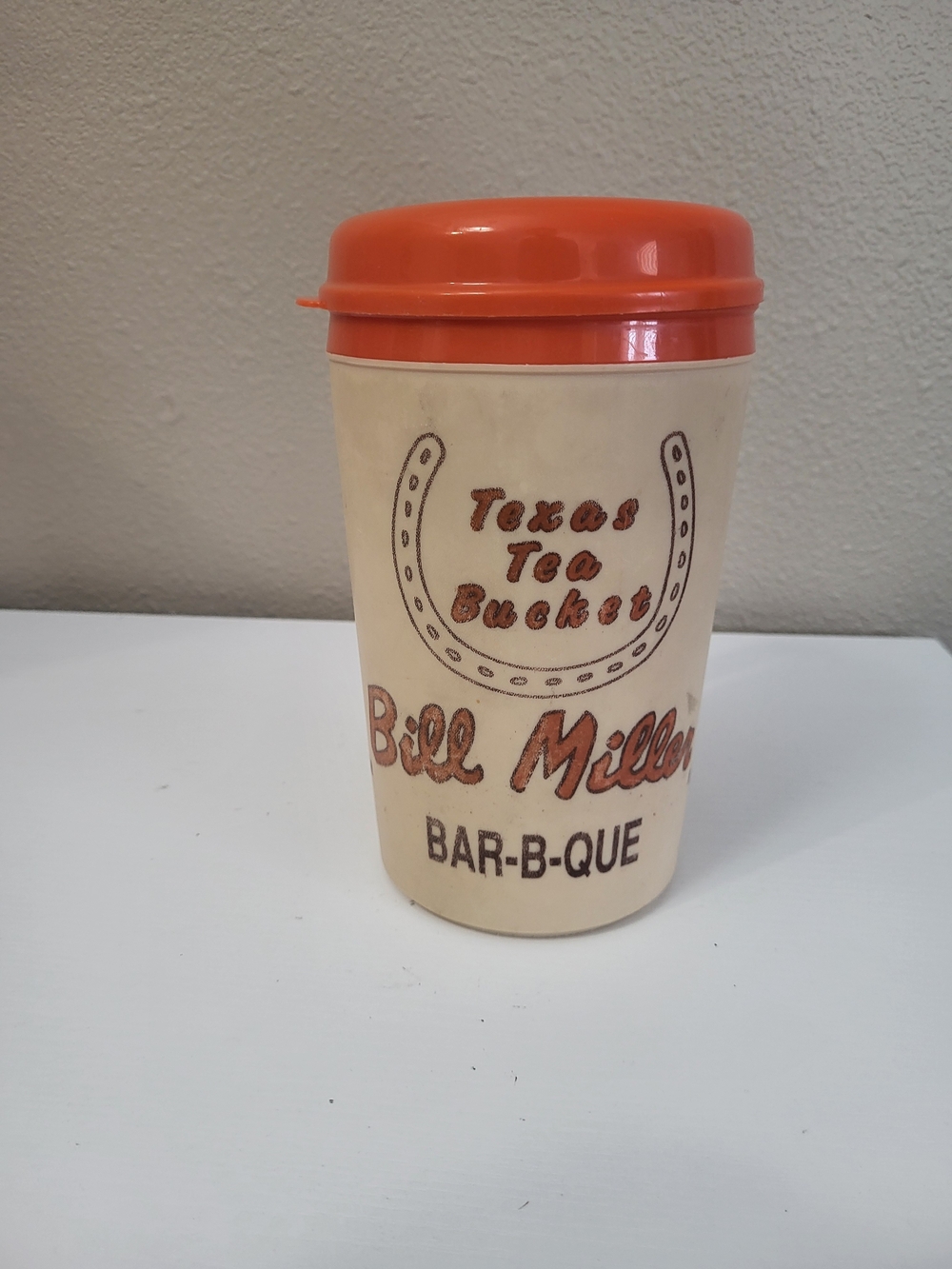 Bill Miller Bar-B-Q Texas Tea Bucket Aladdin Insulated Mug Cup 34oz W/ Lid